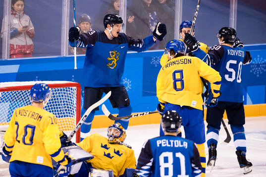 Joonas Kemppainen and Miika Koivisto of Finland celebrates