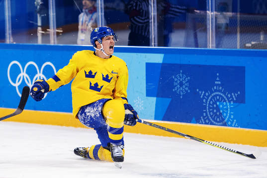 Patrik Zackrisson of Sweden celebrates scoring the 2-1-goal