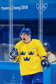 Patrik Zackrisson of Sweden celebrates scoring 2-1 in the
