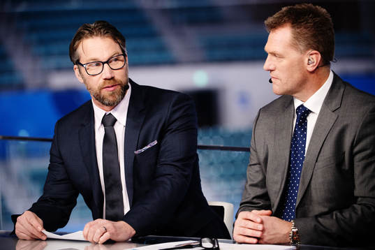 Peter Forsberg and Calle Johansson in Discovery´s TV studio