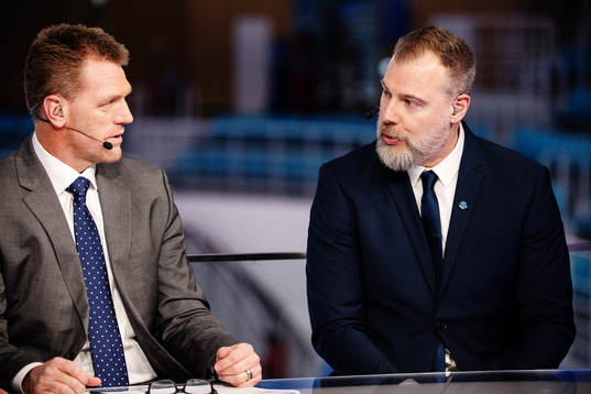 Calle Johansson and Rikard Grönborg, Head Coach of Sweden