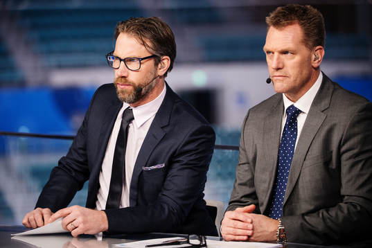 Peter Forsberg and Calle Johansson in Discovery´s TV studio