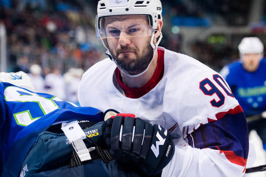 Daniel Sørvik of Norway in the Men's Ice Hockey Playoff