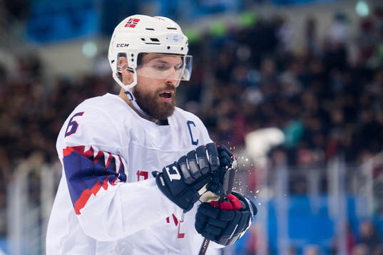 Jonas Holøs of Norway in the Men's Ice Hockey Playoff