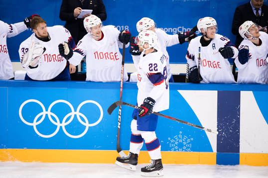 Martin Røymark of Norway celebrates the 1-1 goal  in the