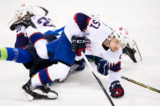 Mats Rosseli Olsen of Norway in the Men's Ice Hockey