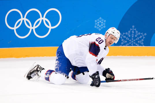 Anders Bastiansen of Norway in the Men's Ice Hockey Playoff