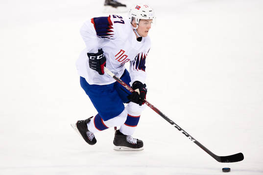 Ludvig Hoff of Norway in the Men's Ice Hockey Playoff match
