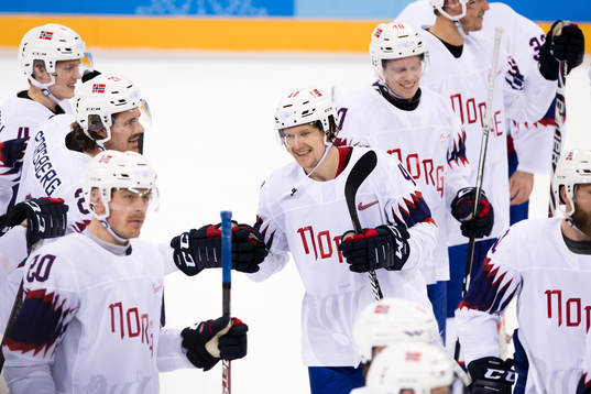 Aleksander Bonsaksen of Norway celebrates the game winning