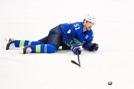 Mitja Robar of Slovenia the Men's Ice Hockey Playoff match