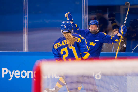 Sabina Küller of Sweden celebrates with her teammates