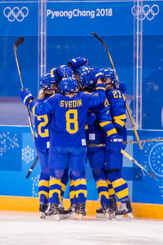 Sabina Küller of Sweden celebrates with her teammates
