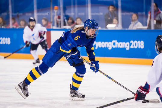 Sara Hjalmarsson of Sweden in the Women's Ice Hockey