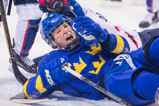 Maria Lindh of Sweden in the Women's Ice Hockey
