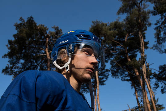 John Norman of Sweden arrives prior a training session