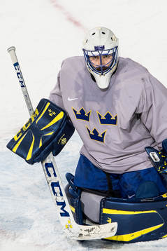Goaltender Jhonas Enroth of Sweden