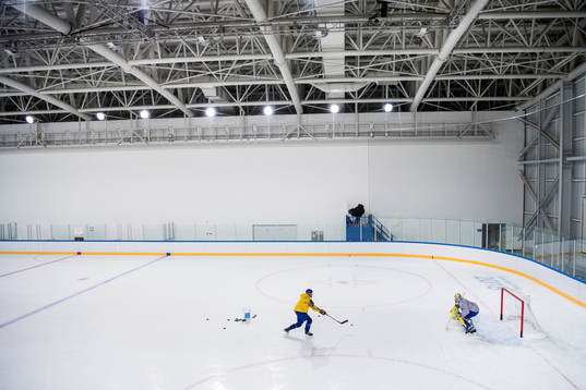 Rasmus Dahlin of Sweden stays and training shoting when