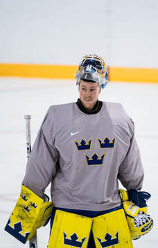 Goaltender Magnus Hellberg of Sweden
