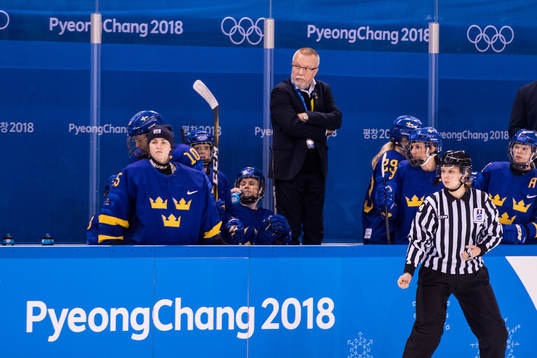 Leif Boork, head coach of Sweden looks dejected in the