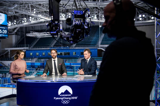 Karin Frick, Ice Hockey expert Peter Forsberg at Eurosport