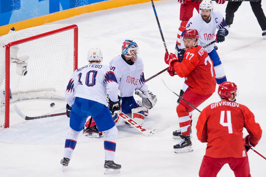 Kirill Kaprizov Of Russia (OAR) celebrates the 3-0 goal