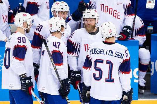 Patrick Thoresen of Norway in the Men's Ice Hockey