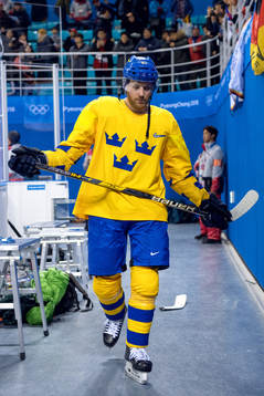 Linus Omark of Sweden looks dejected
