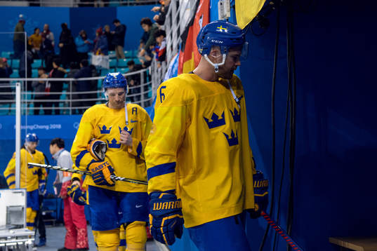 Staffan Kronwall of Sweden and Patrik Hersley of Sweden