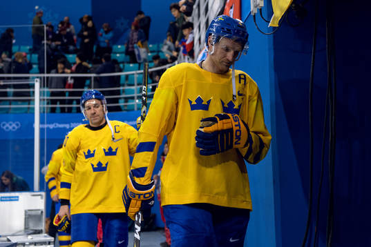 Joel Lundqvist of Sweden and Staffan Kronwall of Sweden