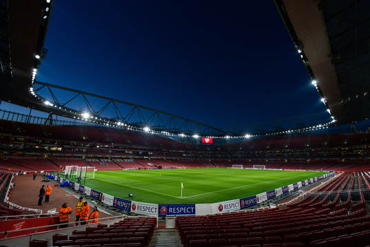 Generell vy över Emirates Stadium innan  fotbollsmatchen i