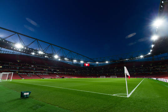 Generell vy över Emirates Stadium innan  fotbollsmatchen i
