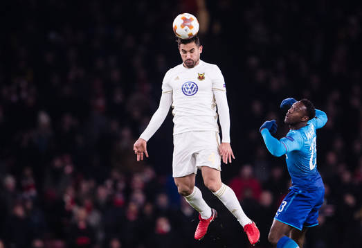Östersunds Sotirios Papagiannopoulos med en nick framför