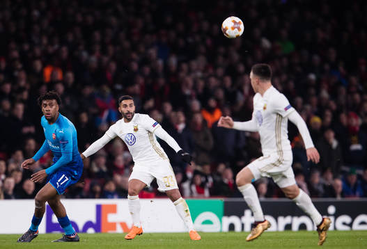under fotbollsmatchen i Europa League mellan Arsenal och