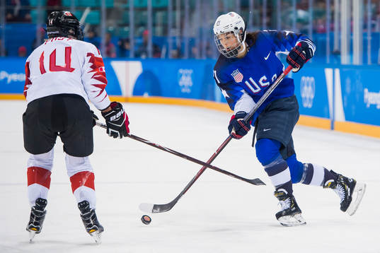 Hilary Knight of USA and Renata Fast of Canada