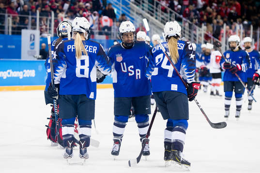 Emily Pfalzer, Amanda Pelkey and Dani Camoranesi of USA