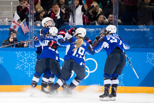 Monique Lamoureux-Morando of USA celebrates the 2-2 goal
