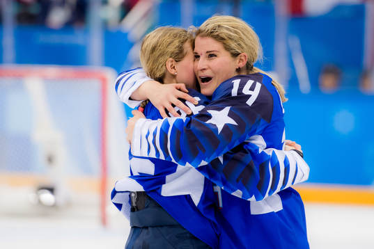 Brianna Decker of USA  celebrates