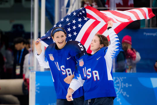 Megan Keller and Kelly Pannek of USA celebrating