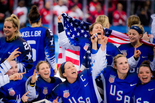 Meghan Duggan of USA celebrating