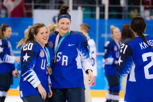 Hannah Brandt and Megan Keller of USA  celebrates