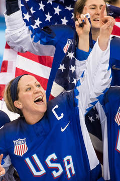 Meghan Duggan of USA celebrates