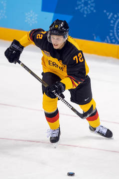 Dominick Kahun of Germany in the Men's ice hockey semifinal