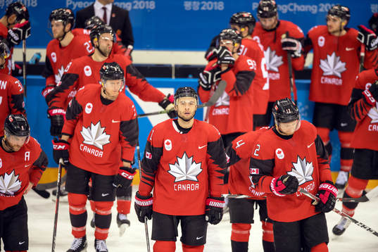 Wojtek Wolski of Canada looks dejected