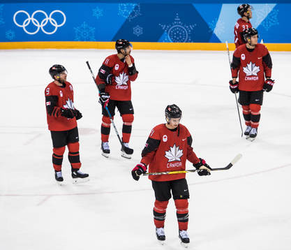 Quinton Howden, Mason Raymond and Chris Kelly of Canada