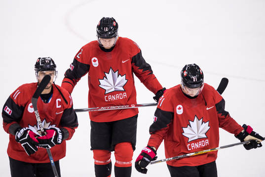 Rob Klinkhammer of Canada looks dejected