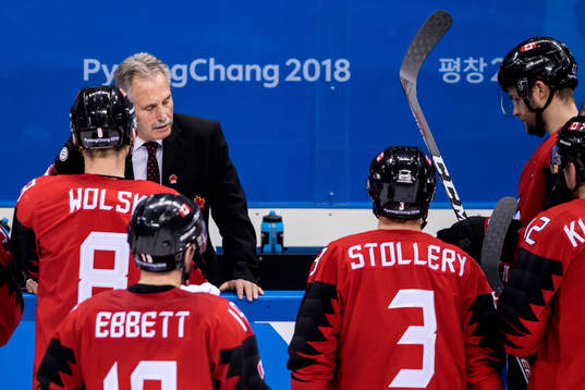 Willie Desjardins, Head Coach of Canada looks dejected