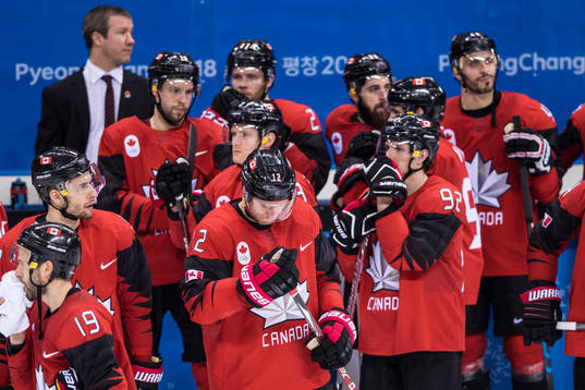 Rob Klinkhammer of Canada looks dejected