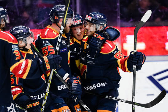 Djurgårdens Patrik Lundh och Gustav Possler jublar