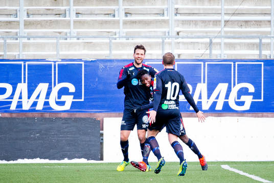 Helsingborgs Mikael Dahlberg jublar vid 0-1