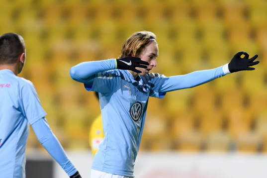 Malmö FF’s Melker Nilsson jublar